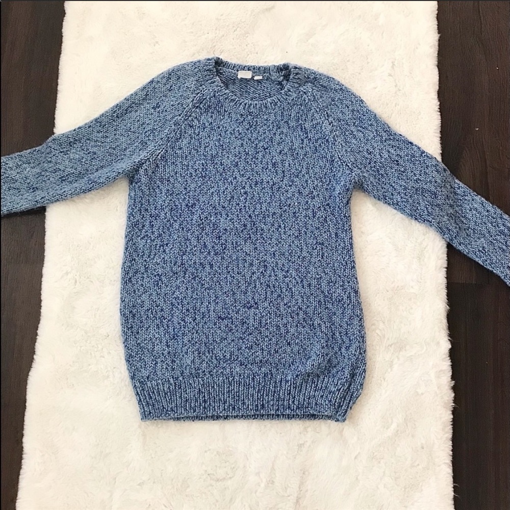 Gap Alpaca Wool Crew Neck Blue Marled Cable Knit